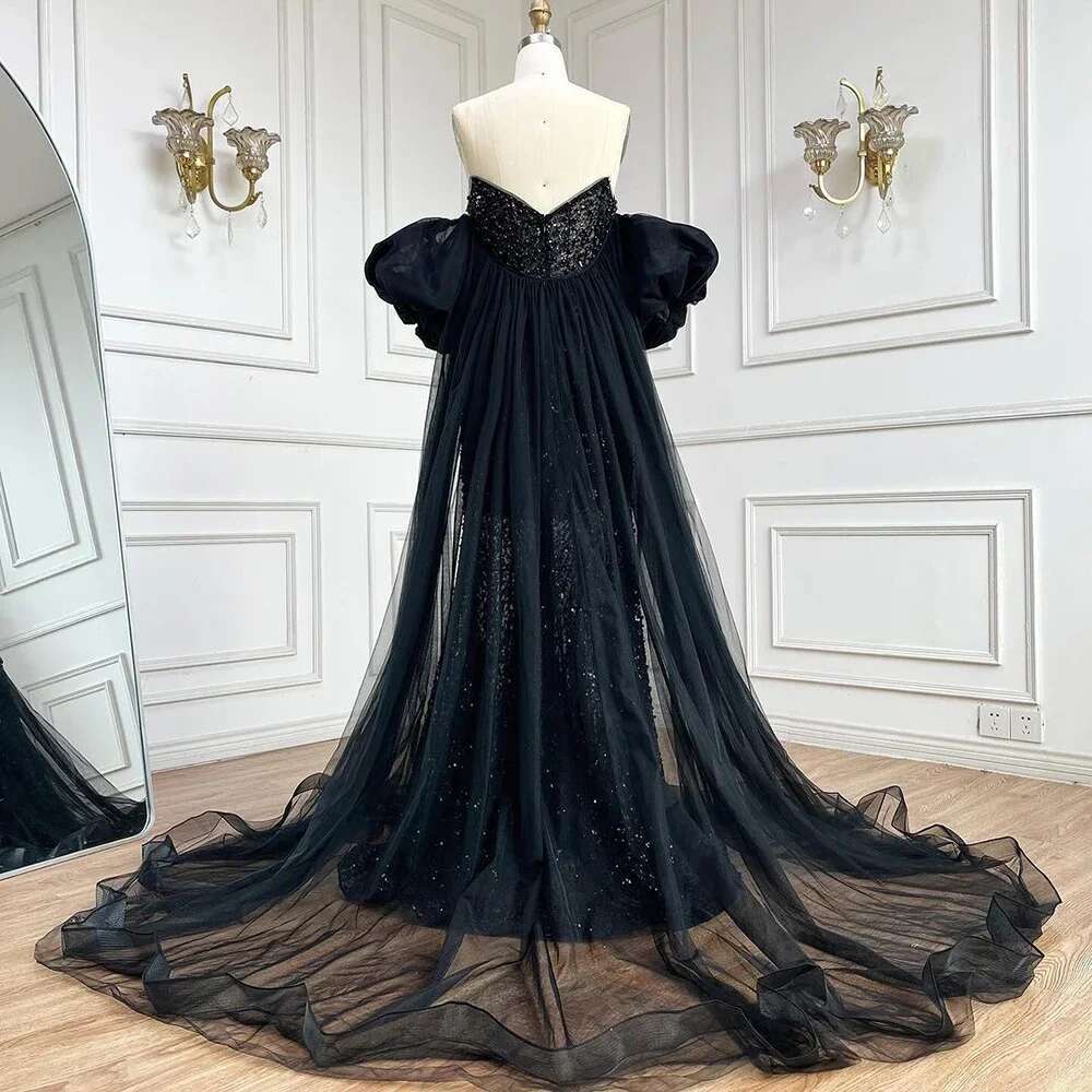 Serene Hill 2024 Lilac Evening Gown Vintage Half Puff Sleeve Dress with Cape Jacket Beaded Pearls for Women's Party GLA72653
