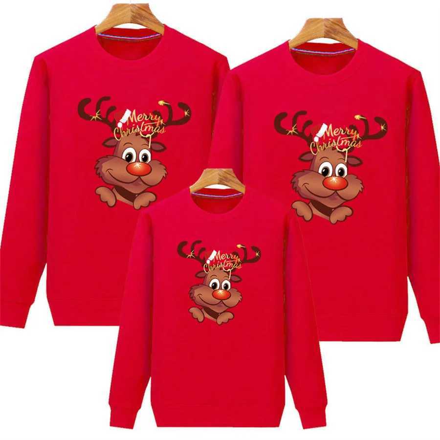 Personalized family Christmas shirt with deer print for parents childrens T-shirt baby jumpsuit Christmas family matching set W241008