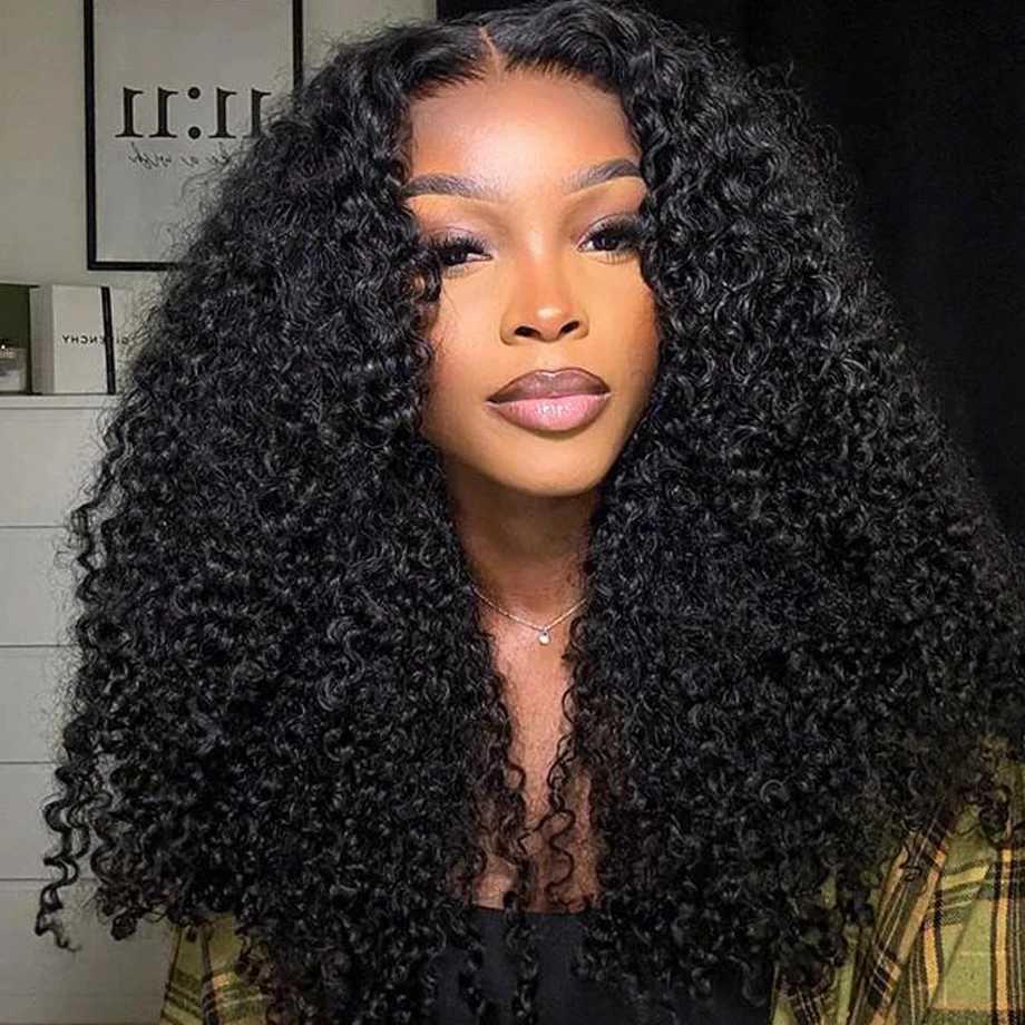 Kinky Curly 13x4 Lace Front Human Hair Wigs For Women Indian Deep Curly Lace Frontal Wig Wet And Wavy Closure Wigs 200% DensityXJ241008