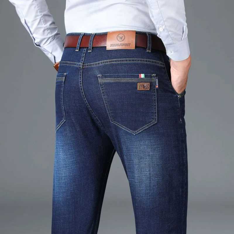 Mens Business Denim Jeans Newcomer Fashion Regular Slimming Straight Stretch Mens Brand Jeans Plus SizeW240715