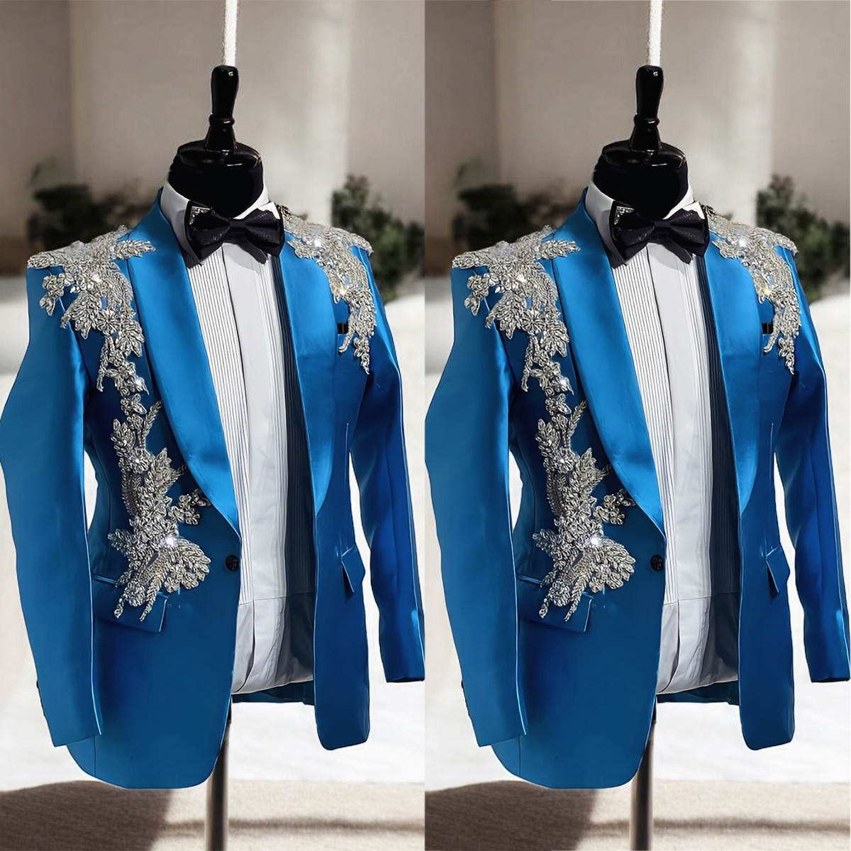Luxury Wedding Suits Shawl Lapel Jacket Crystal Beaded Men's Tuxedo Tailored Dinner Prom Groom Blazer Custom Made Only One Coat