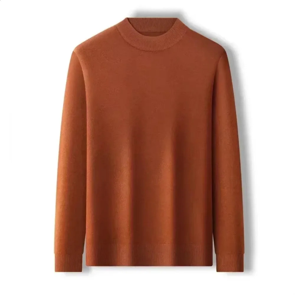 Mens Sweater Solid Color Warm Comfortable Long Sleeved Woollen Pullover Mock Neck Clothing 240930