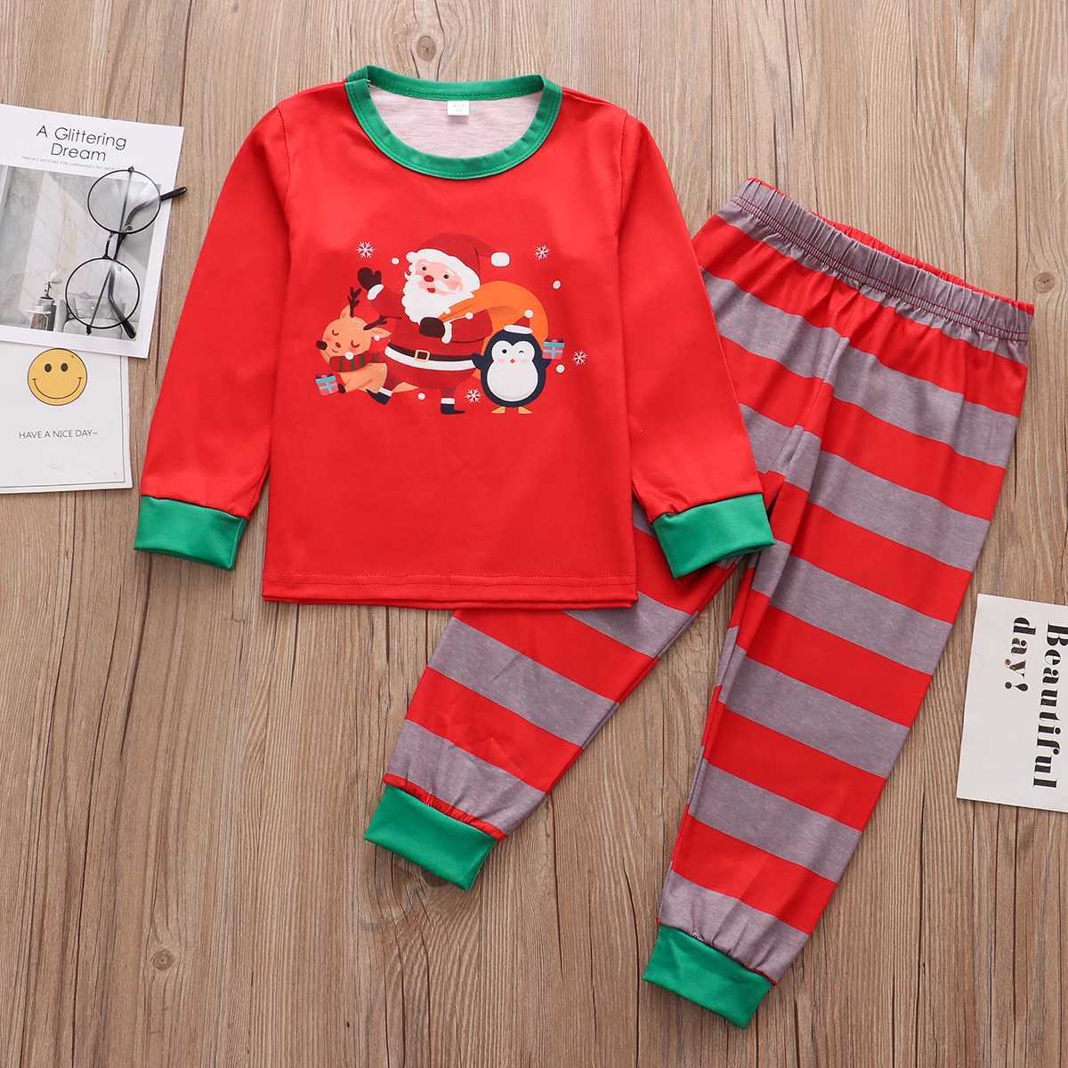 Christmas Family Matching Pajama Set 2024 Christmas Adult and Child Family Matching Clothes+Pants Family Pajama Baby Pants W241008