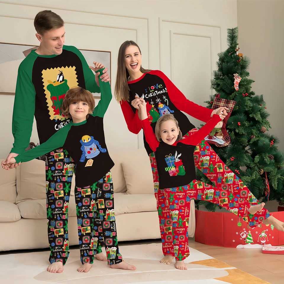 2024 Cartoon Anime Printed Christmas Pajamas Suitable for the Whole Family Cotton Pajamas Baby Children Boys and Girls Casual Clothes W241008