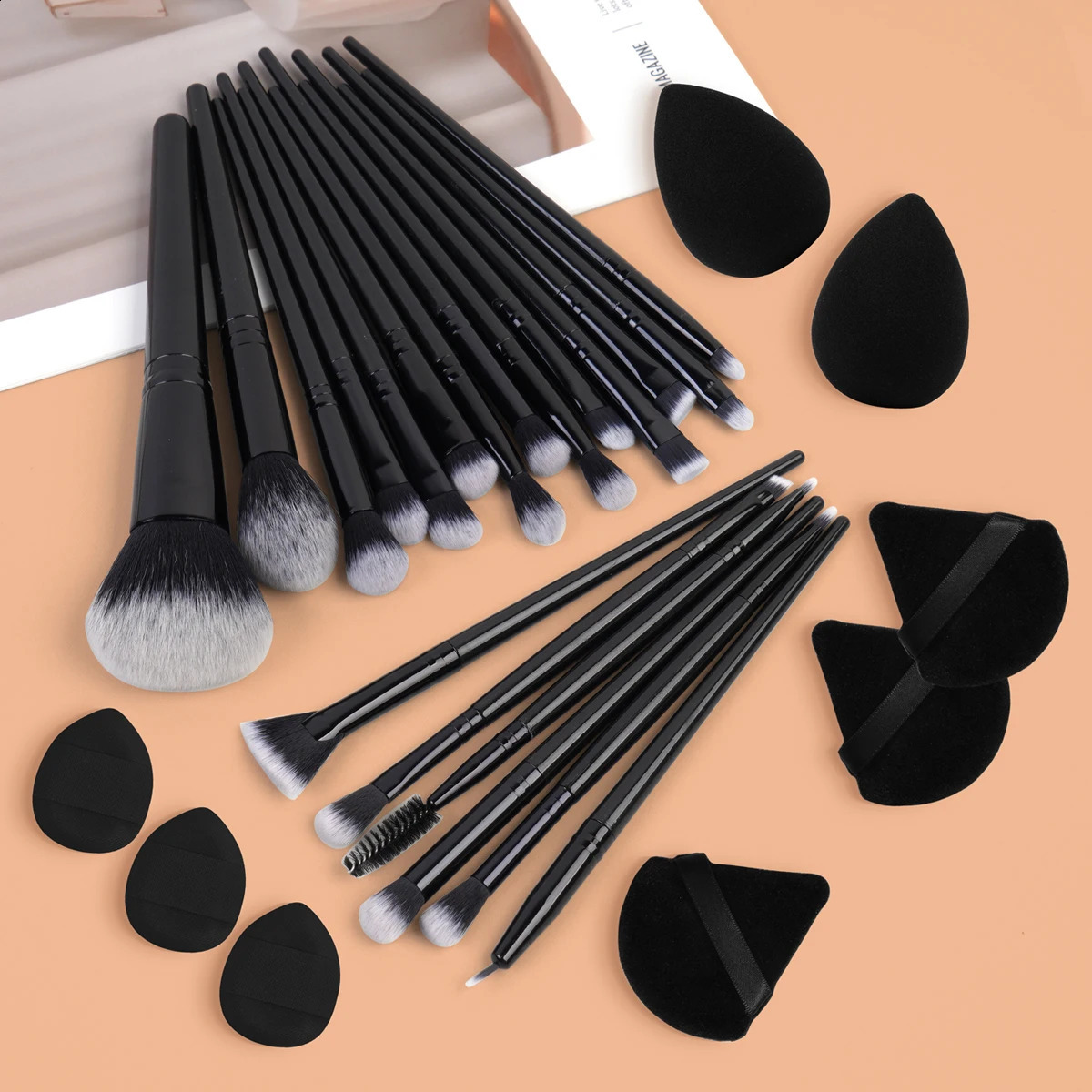 29 Makeup Tool Set 20 Makeup Brushes9 Makeup Sponges Air Pads Powder Puffs Finger Puffs Set Portable Makeup Tools 241008