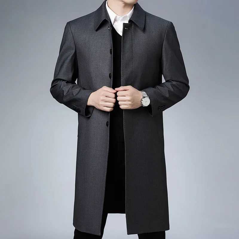 Autumn and Winter Mens Trench Jacket Business Fashion Casual Mens Jacket Ultra Thin Comfortable Warm Windproof Top Trend Street Jacket New W241007