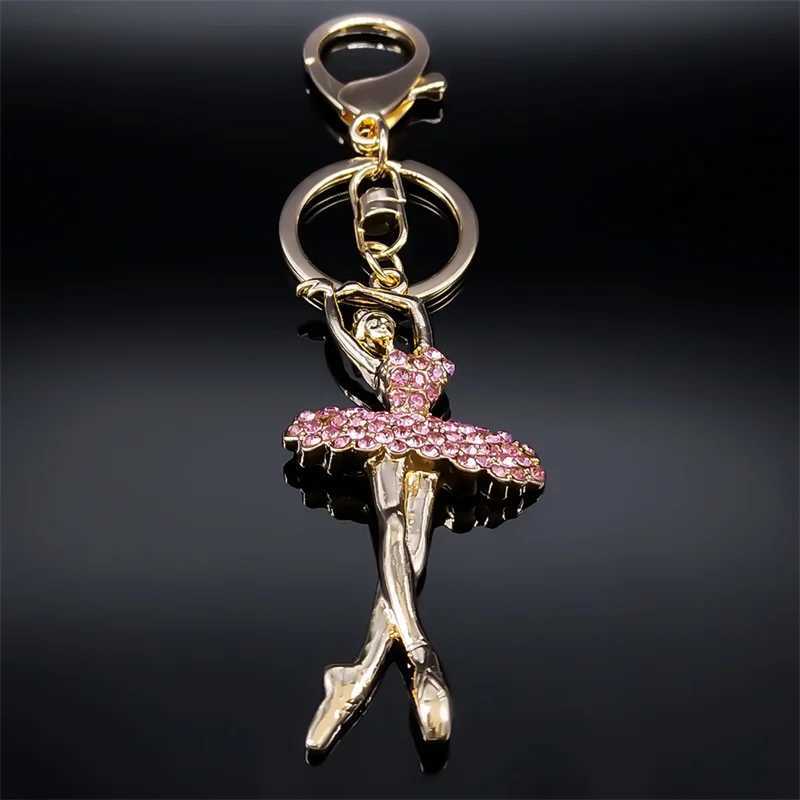 Ballet Dancer Keychain Pink Rhinestone Ballerina Key Chains Souvenir Gifts for Women Girls Jewelry Gift llaveros K9232S01X241008