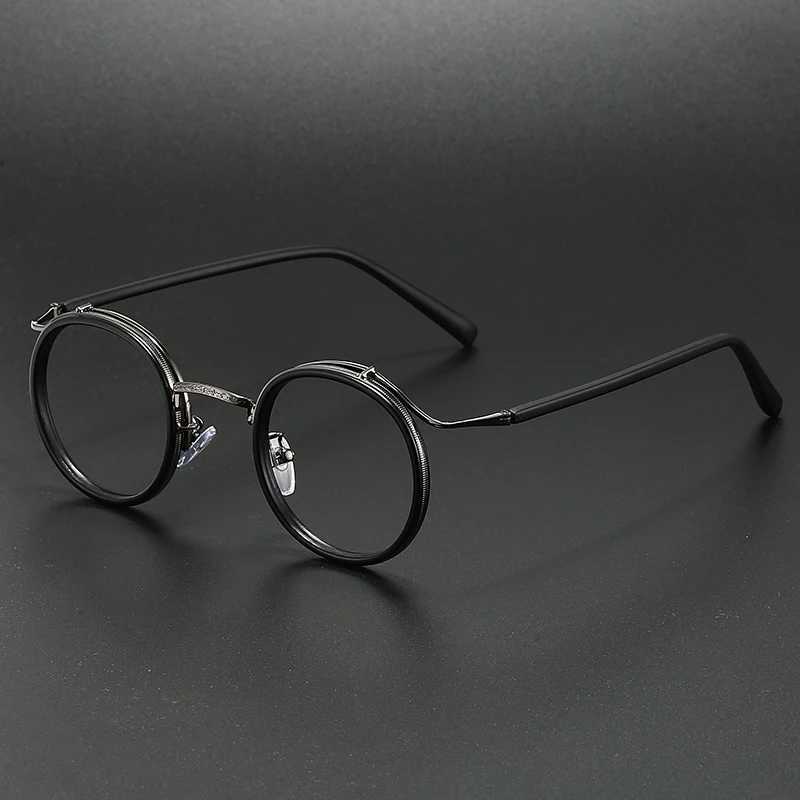 Retro Brand Design Luxury Round Frame Glasses Frame for Men Women Ultralight Stainless Steel Alloy Anti Blue Light EyeglassesX241008