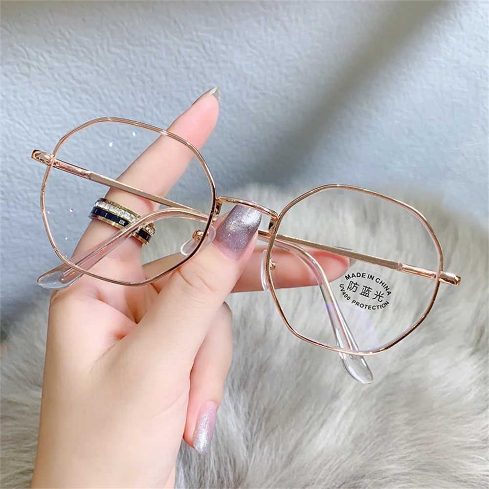 New Transparent Glasses Women Men Image Glasses Anti Blue Light Metal Frames Polygonal Eyewear Optical Spectacle Eyeglass GiftX241008