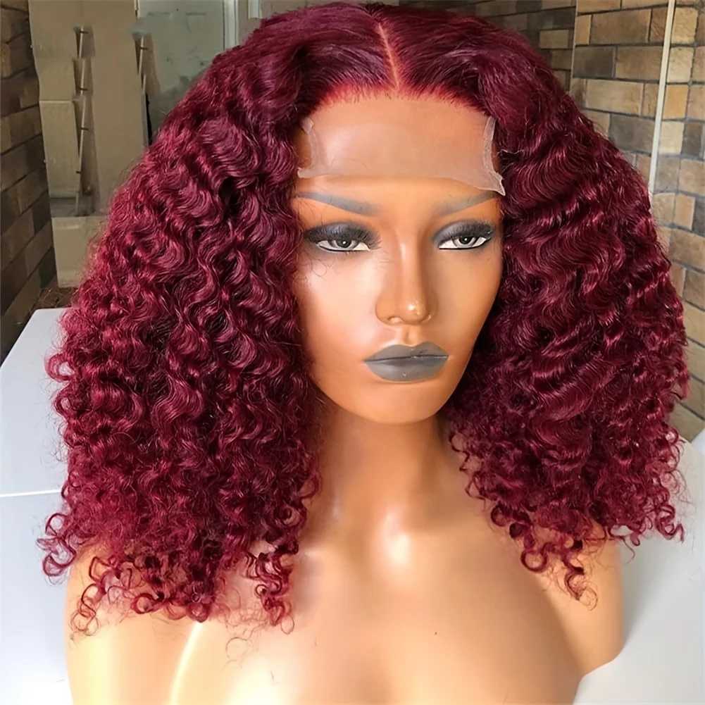 99j Short Curly Bob Lace Front Wigs Human Hair 4x4 99j Burgundy Lace Front Closure Wigs Human Hair Wig 13x4 Bob Lace Frontal WigXJ241008