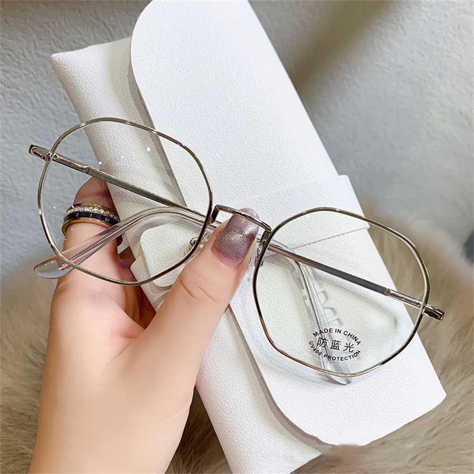 New Transparent Glasses Women Men Image Glasses Anti Blue Light Metal Frames Polygonal Eyewear Optical Spectacle Eyeglass GiftX241008