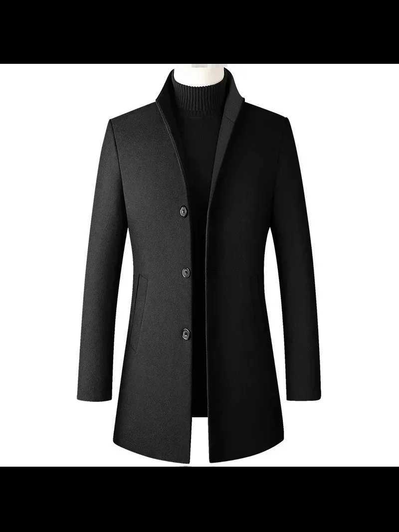 Mens Trench Long Jackets Double Chest Coats Casual Wool Blended Business Long Jacket Casual Jacket Mens Fit Blended New W241007