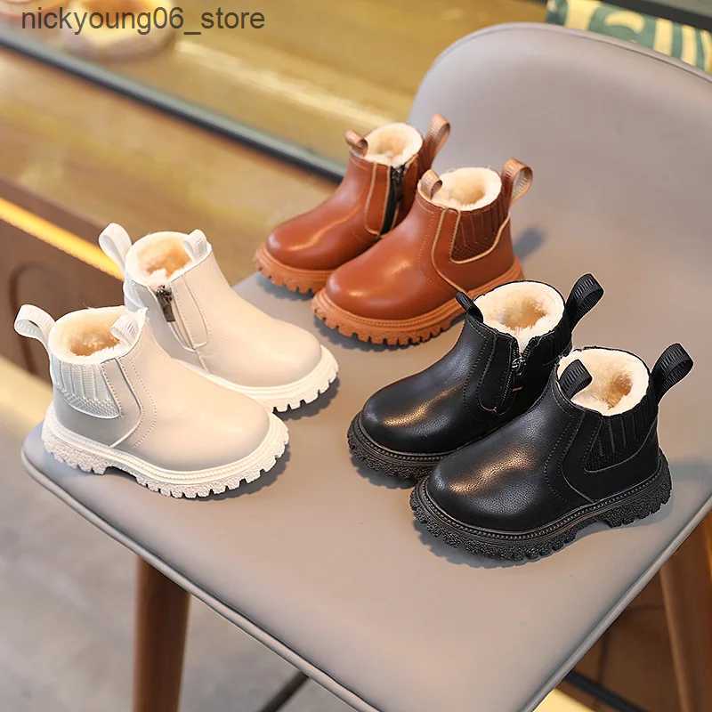 Boots Autumn Kids Short Boots Boys Leather Shoes Soft Bottom Toddler Girl Boots Size 21-30 L240910