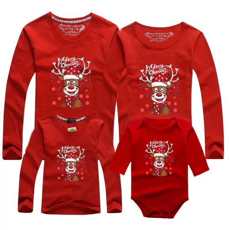Match Family Clothing Christmas Sweater Christmas T-shirt Mother Father Baby T-shirt Womens Mens Baby Parachute Boys and Girls Winter Top W241008