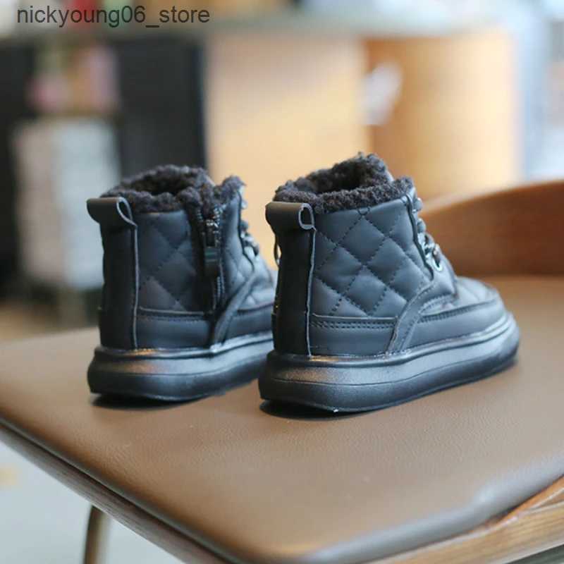 Boots Kids Boots for Girl Fashion Thickened Warm Children Solid Color Cotton Boots Causal Versatile Toddlers Plush Boots Side Zipper L240910