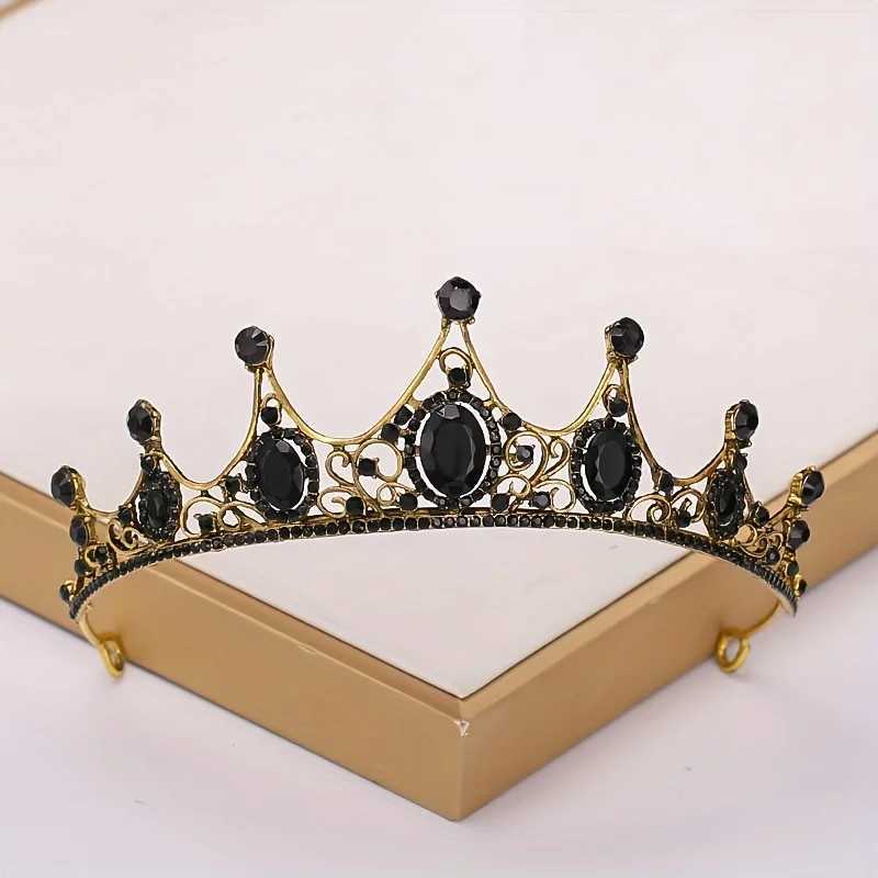 Black rhinestone crystal rhinestone party wedding hair jewelry accessories birthday Tiaras Halloween crown W241007
