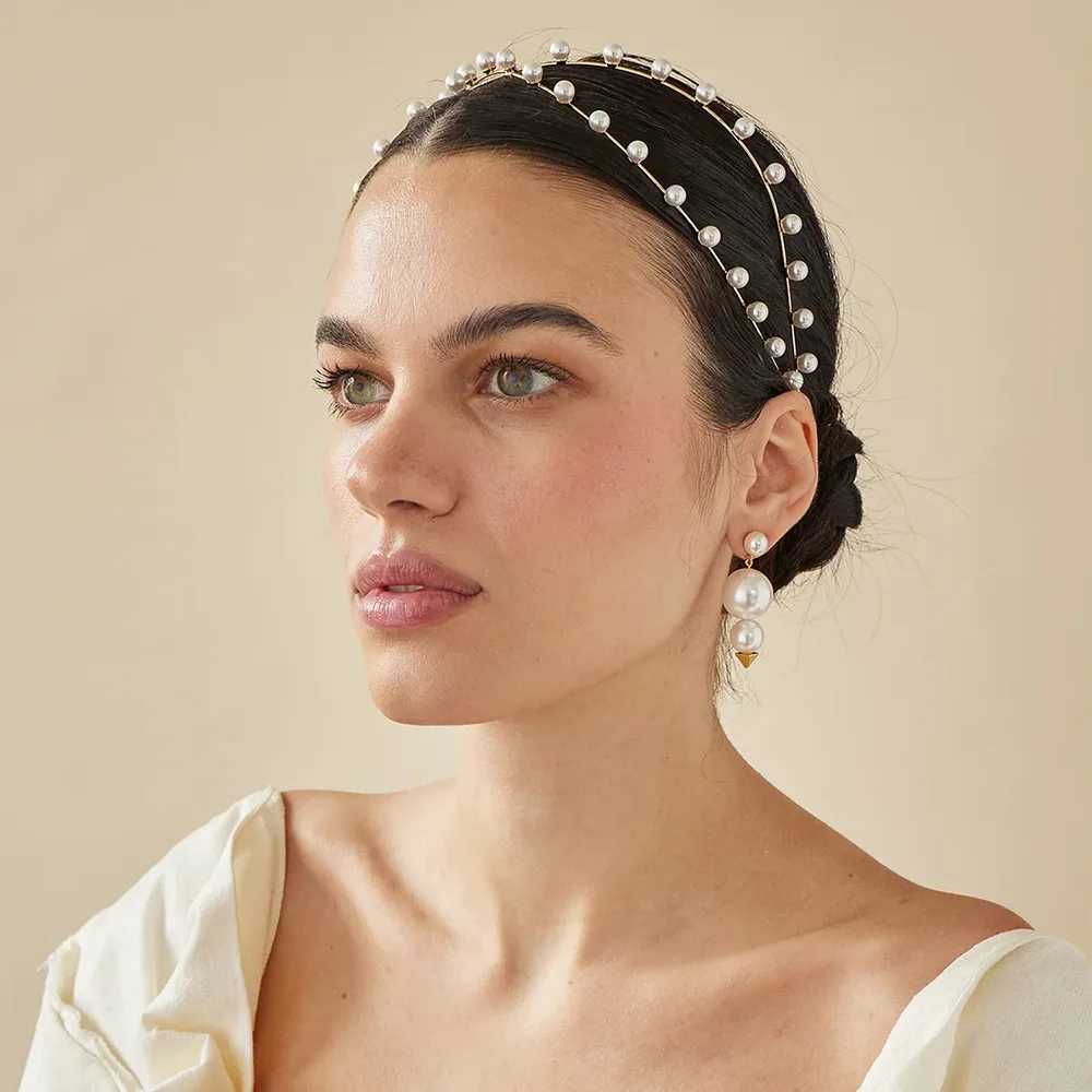 Pearl headband is an elegant wedding hair accessory for women. Bribal headband headwear birthday party dance party bridal headwear W241007