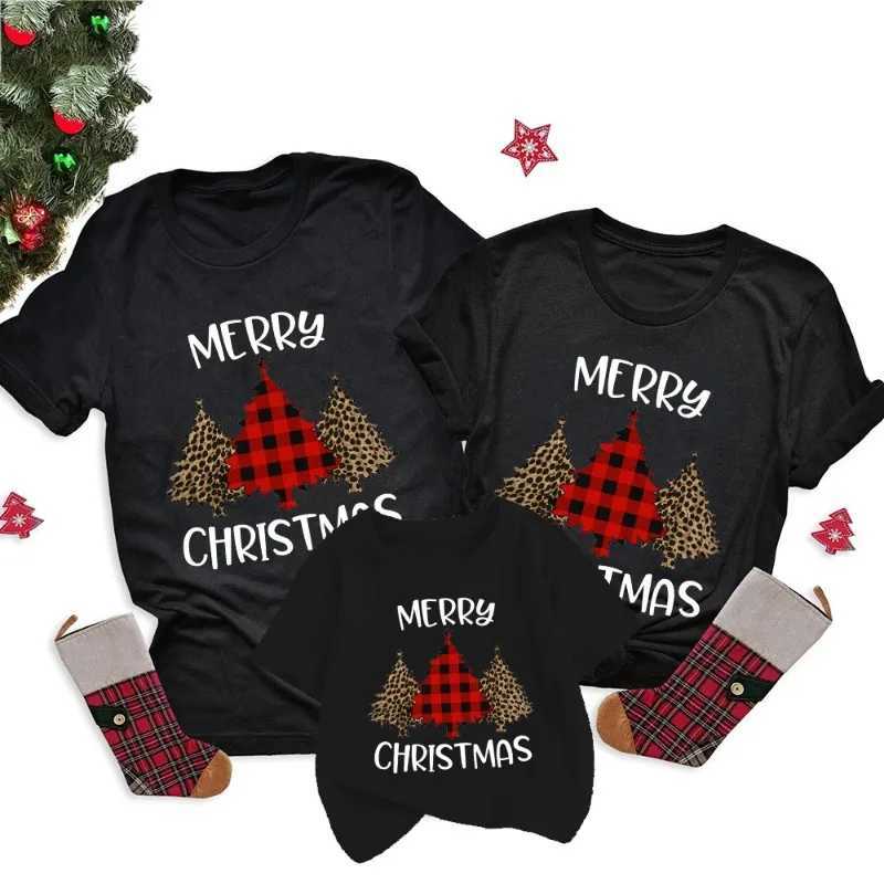 Christmas family shirt Christmas tree print mens childrens family matching clothing Christmas family holiday T-shirt W241008