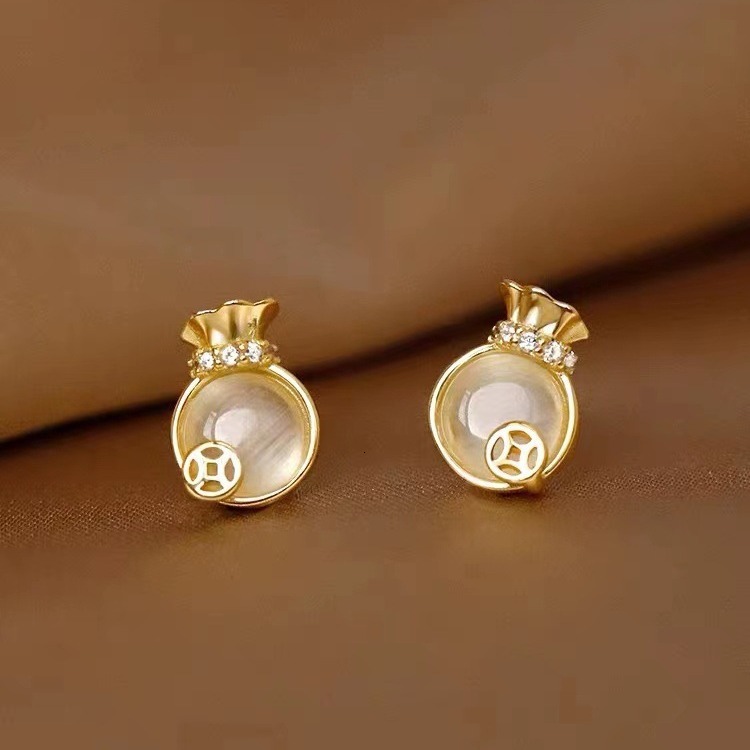 lucky bag for women's New Year's light niche earrings 2024 new ear accessories