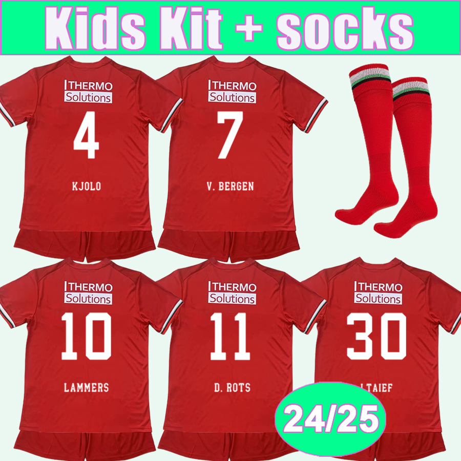 24 25 Twente Kids Kit Soccer Jerseys LAMMERS D.ROTS LTAIEF V.WOLFSWINKEL V.BERGEN HILGERS KUIPERS KJOLO EITING VLAP TYTON Home Football Shirt Uniforms