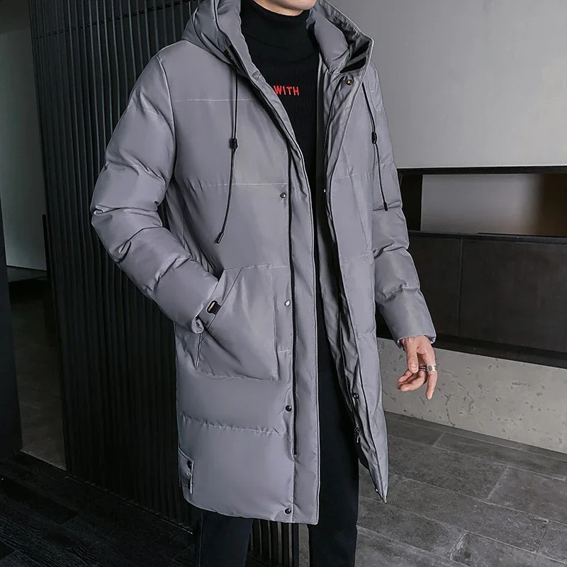 Mens high-quality hooded jacket loose black fashionable winter jacket mens clothing Parka mens thick warm long jacket 241007
