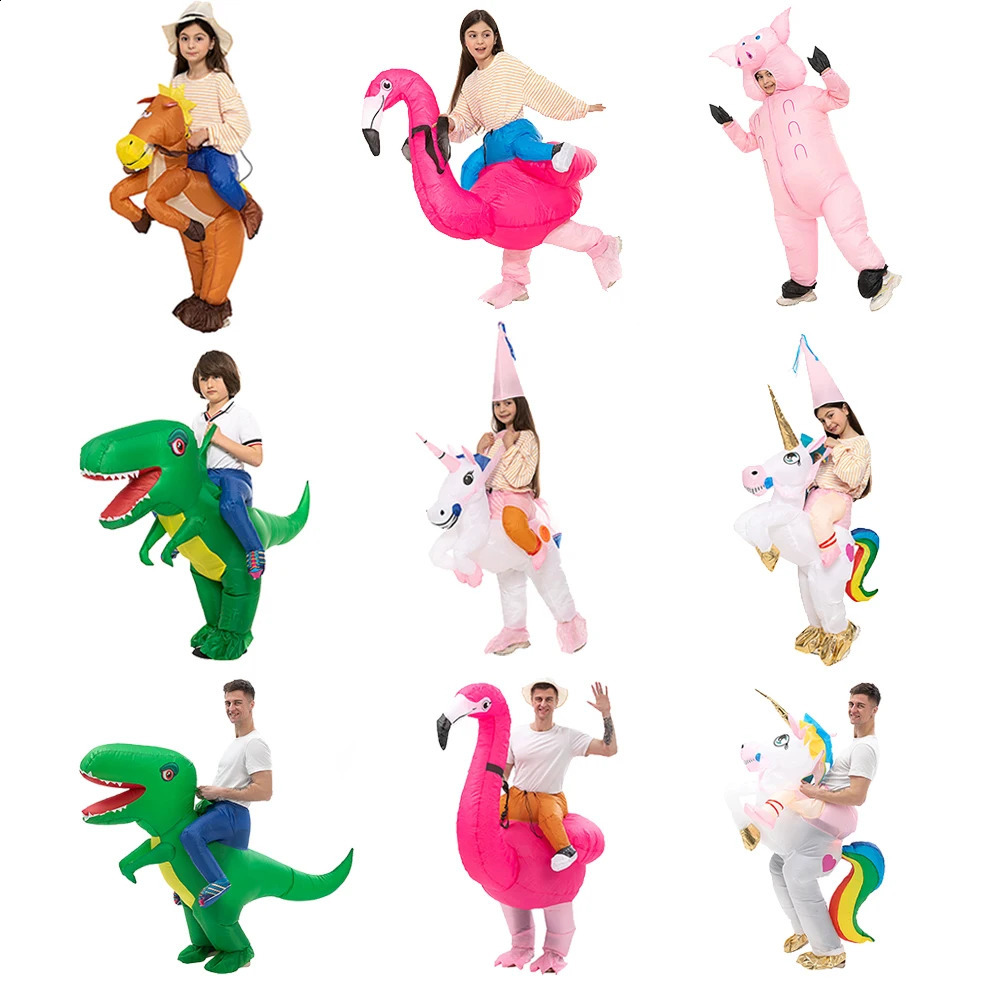 Kids Adult Cosplay Unicorn Flamingo Dinosaur Inflatable Costumes Anime Disfraz Cosplay Costume Halloween Holiday Party Suit 240929