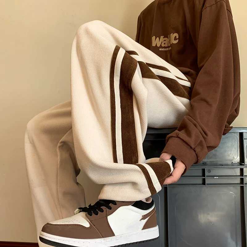 Baggy Striped Sweatpants for Men Straight-Leg Pants Fashion Hip Hop Streetwear Harajuku Trousers Casual Bottoms Y2K Male ClothesX241008