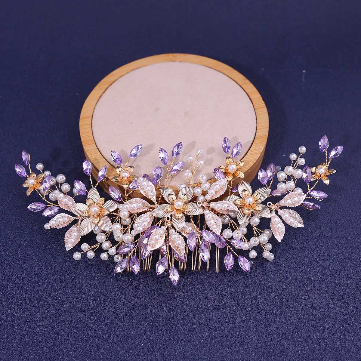 Handmade Blue Diamond Hairbrush Womens Headband Headwear Wedding Hair Comb Bridal Wedding Headwear W241007