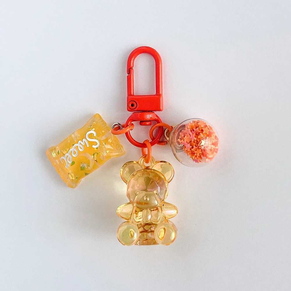 Acrylic Bear Keychain with Sugar Star Charms Backpack Diy Decoration Cute Animal Key Chains Gift for Women GirlsX241008