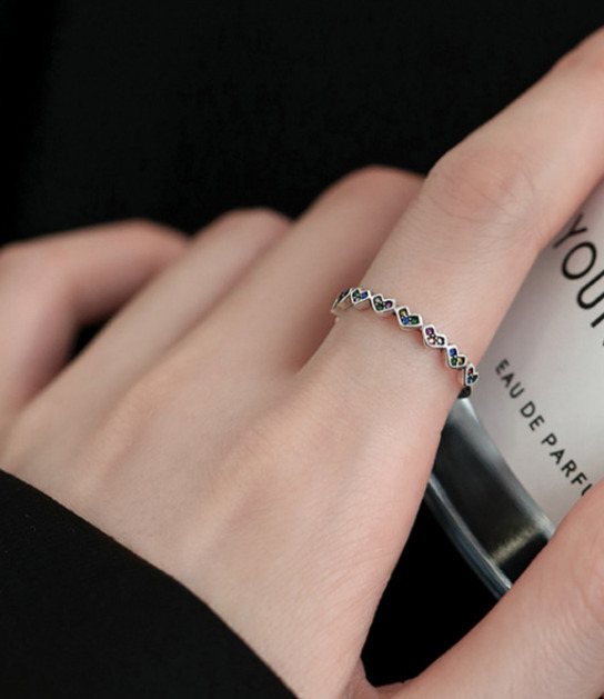Love female index finger light luxury tail niche design, simple circle opening ring, 2024 model