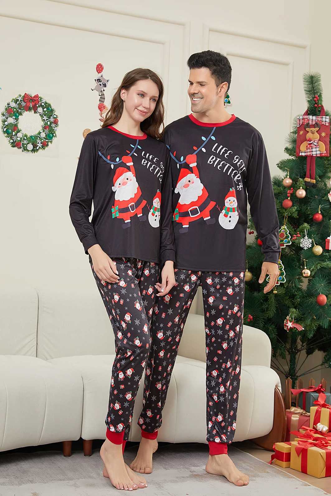 Christmas Family Matching Set Mom Dad Child 2-piece Pajama Set Baby Casual Loose Pajama Christmas Family Appearance Pajama W2410082