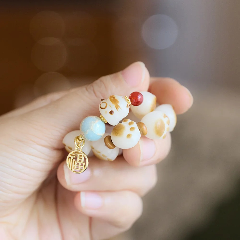 100% natural white jade sweet cat paw agate 14K gold filled womens bracelet jewelry suitable for girlfriend gifts no fading 240925