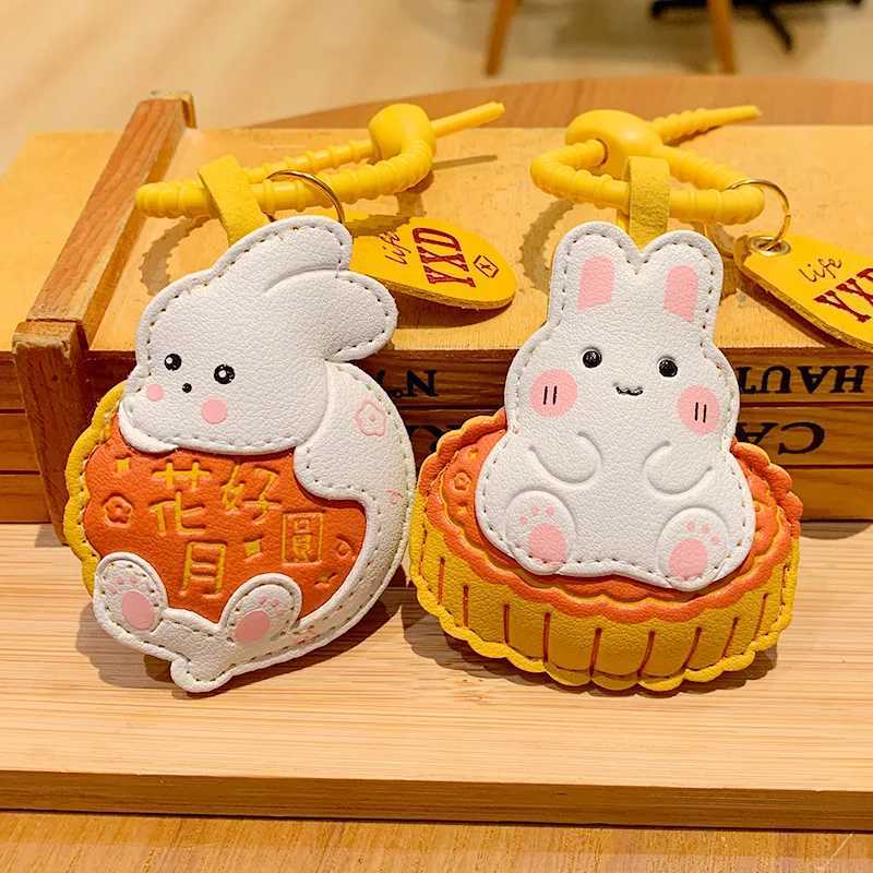 Pu Leather Simulation Rabbit Mid Autumn Festival Mooncake Keychain Chinese Style Mid Autumn Festival Mooncake Bag PendantX241008