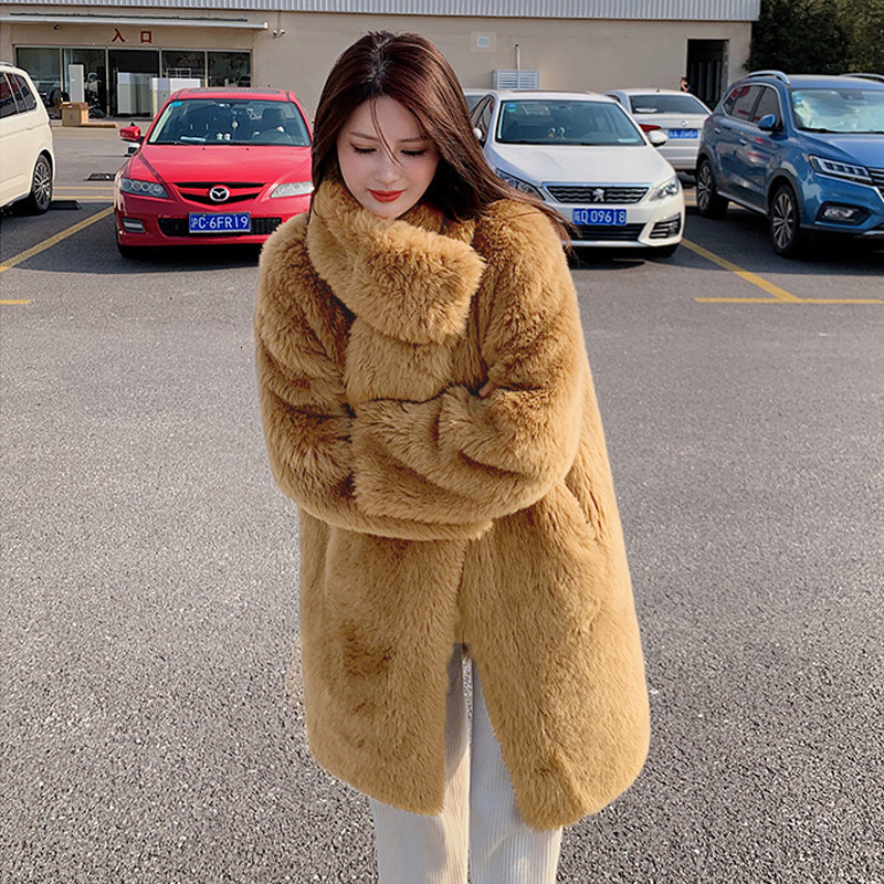 V-Neck Long Faux Fur Women Winter Fluffy Jacket With Shawl Female Dropped Sleeves Plush Coat Elegant Fashion Outerwear 5Xl
