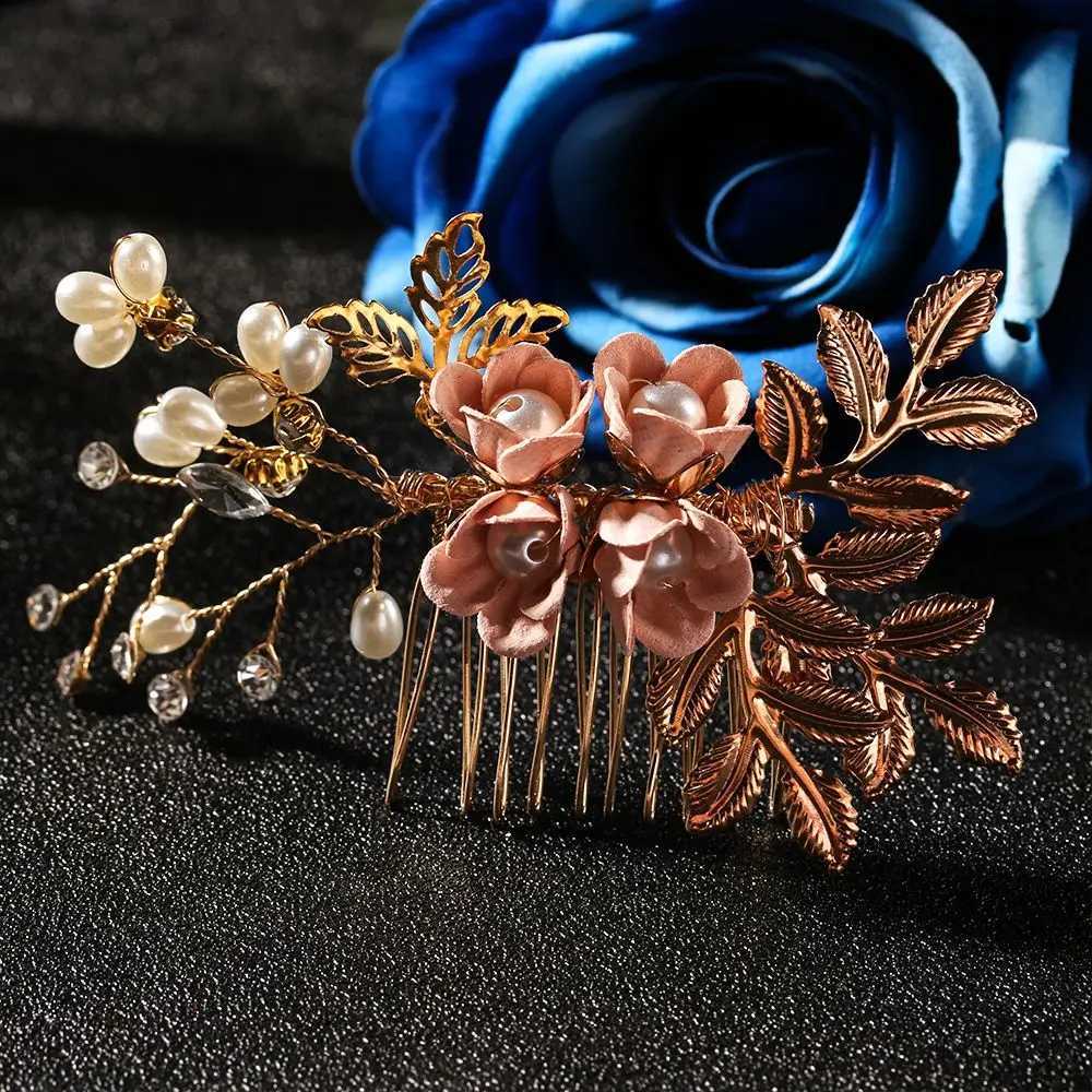 Luxury Blue Flower Hair Comb White Hair Vine Headwear Bridal Wedding Hair Accessories Diamond Hair Jewelry Hair Pin W241007