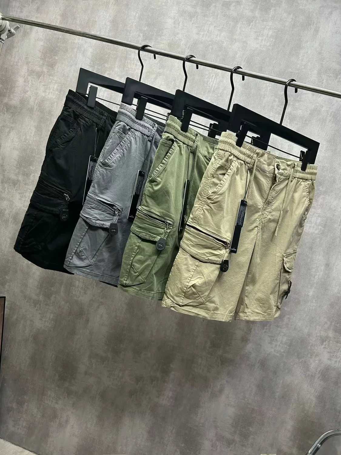 2023 New Classic Cuff Embroidered Loose Casual Cargo Shorts Mens Military Side Zipper Pocket Shorts Mens ShortsW240713