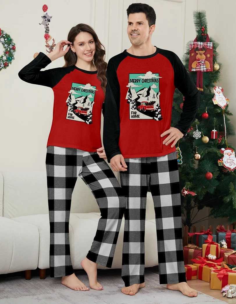2024 Christmas Matching Family Pajamas Happy Christmas Picture Printing Pjs Adult Children Matching Set Baby Hoodie+Dog Clothing W241008