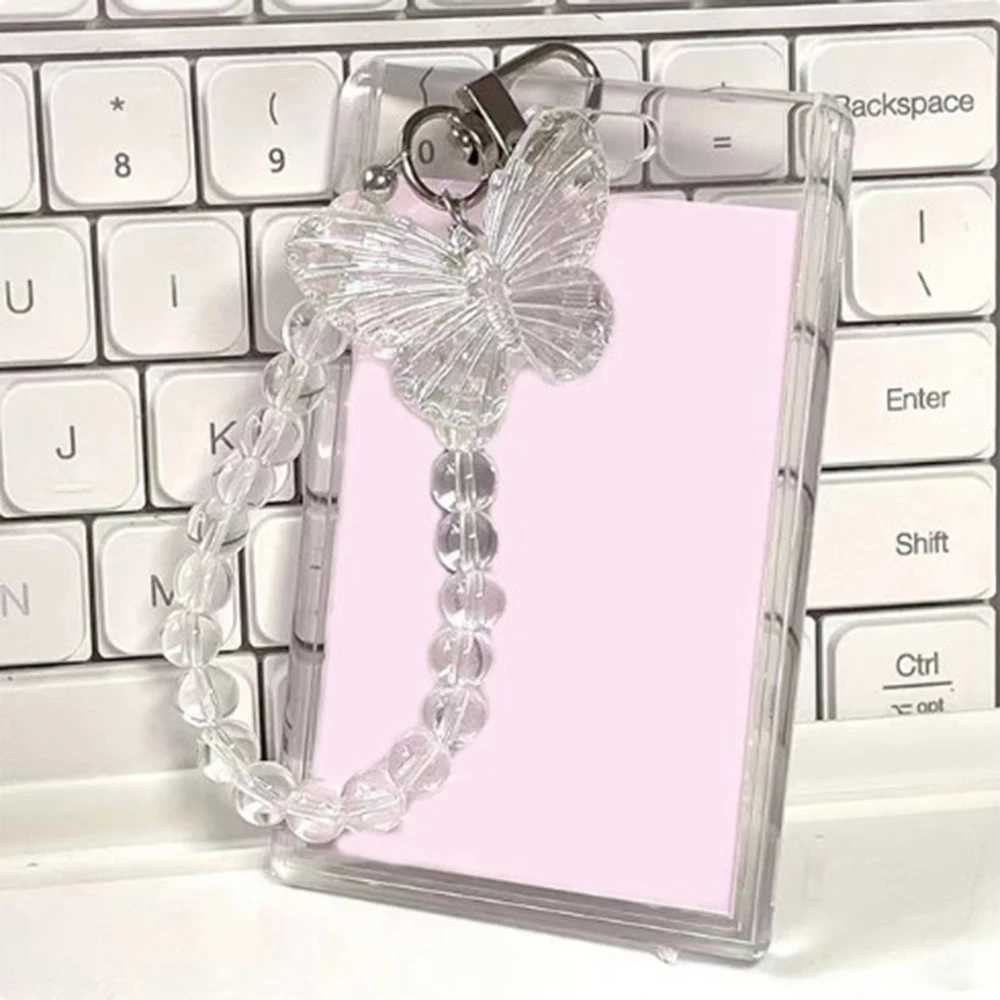 Clear Crystal Butterfly Keychain Acrylic Access Credit ID Bank 3 Inch Photo Card Holder Bag Pendant Fashion Protective CaseX241008