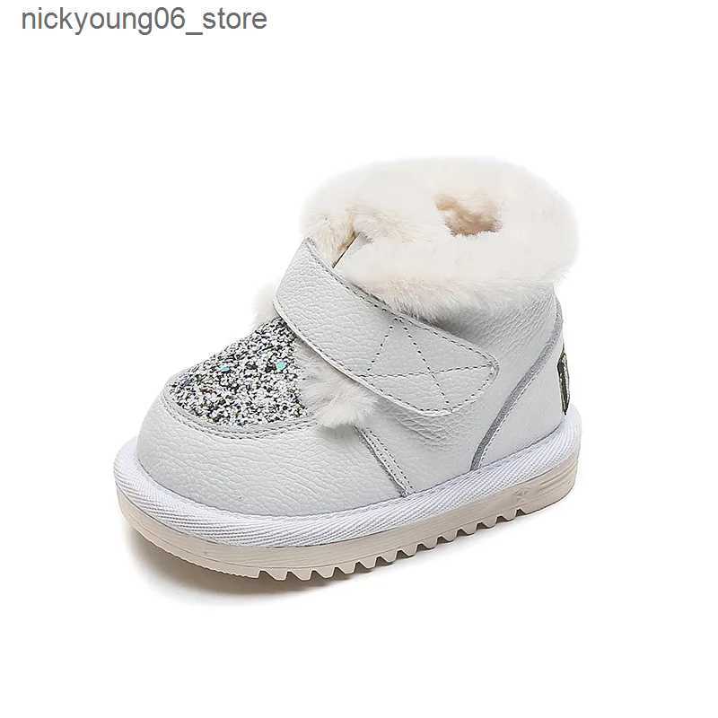 Boots Infant Baby Snow Boots Winter Toddler Boys Girls Warm Plush Ankle Boots Fashion Sequin Kids Shoe Soft Sole Non-Slip Cotton Shoes L240910
