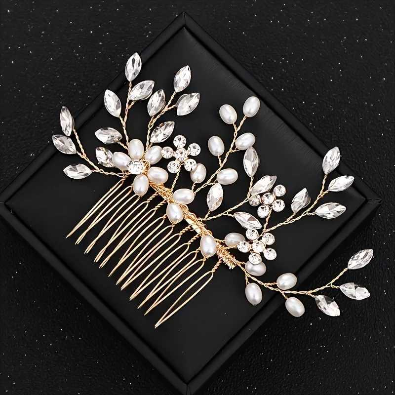 Wedding hair combing pearl bridal hair rhinestone bridal hair jewelry side hair accessories W241007