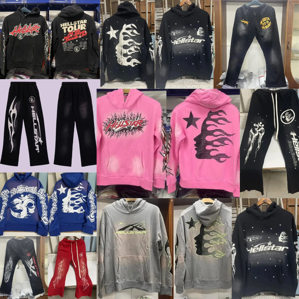 Men's Hoodies 24ss Winter Men Women Clothes Retro Hoodys Set Flame Letter Hooded Pullover Hip Hop Fashion Cotton Star