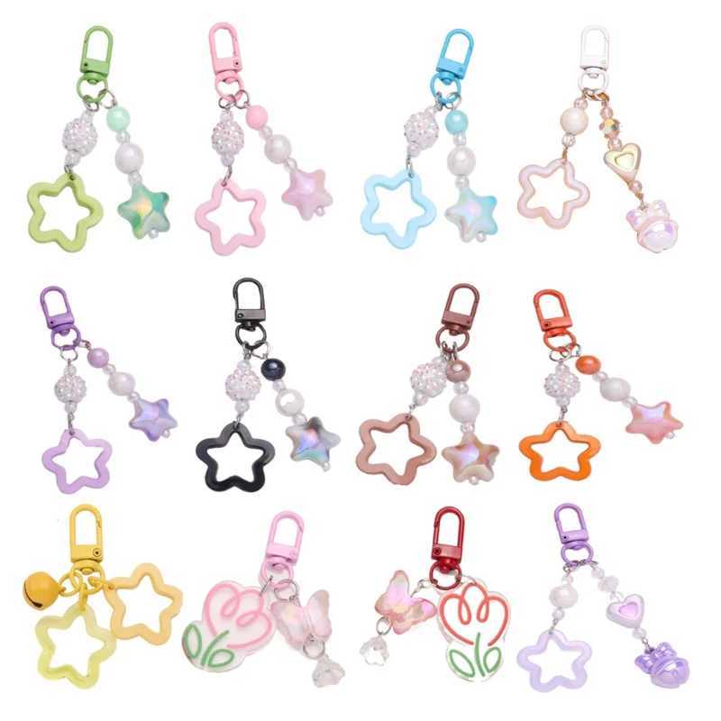 Gradient/Solid Color Star Charm Keychain Cute Pendant Car Keyring Backpack Decoration Fashion Bag Charm Jewelry GiftX241008