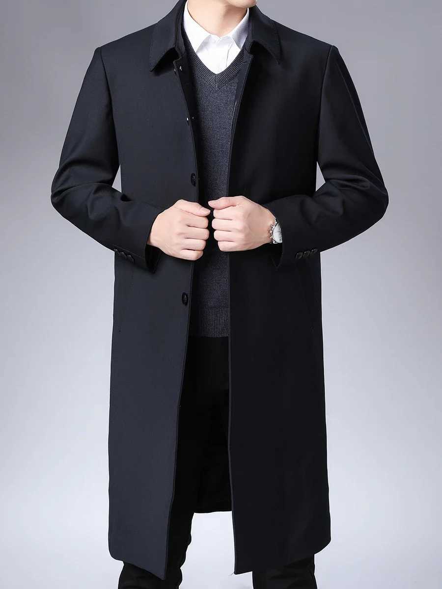 Autumn and Winter Mens Trench Jacket Business Fashion Casual Mens Jacket Ultra Thin Comfortable Warm Windproof Top Trend Street Jacket New W241007