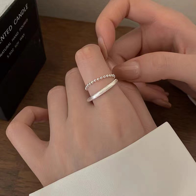 round bead women's light luxury open mouth niche high-end sensory index finger ring, tail ring
