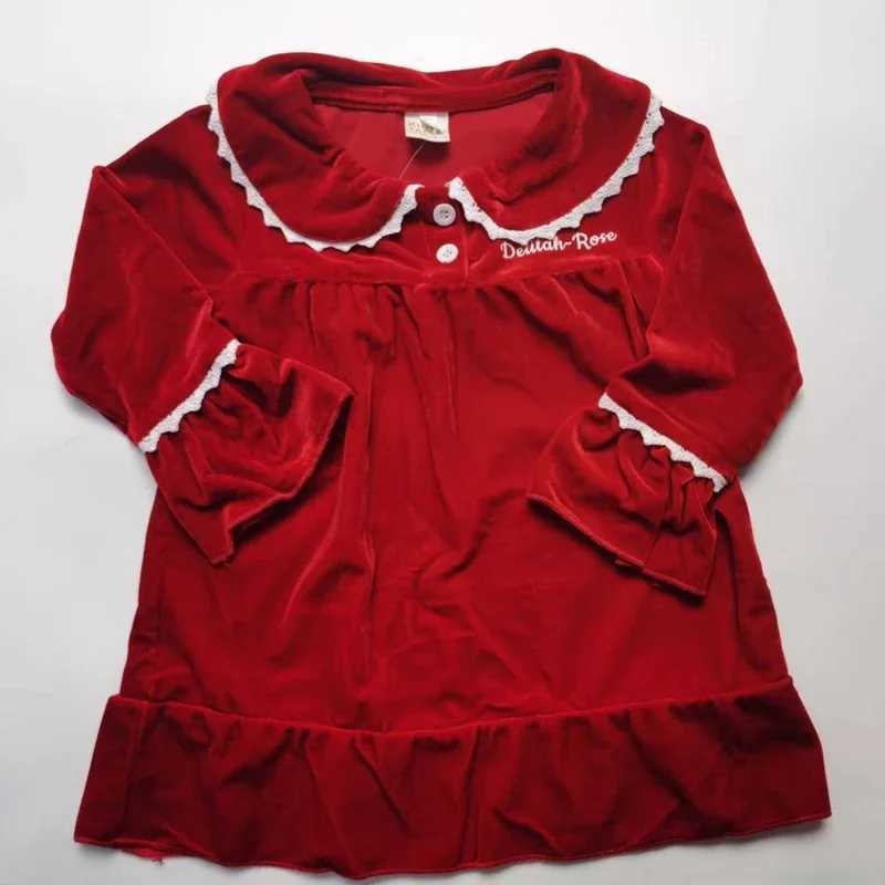 2024 Girl and Boy Dress Christmas Dress Solid Velvet Family Match Childrens Clothing Childrens Lounge Christmas Pajamas First Gift W241008