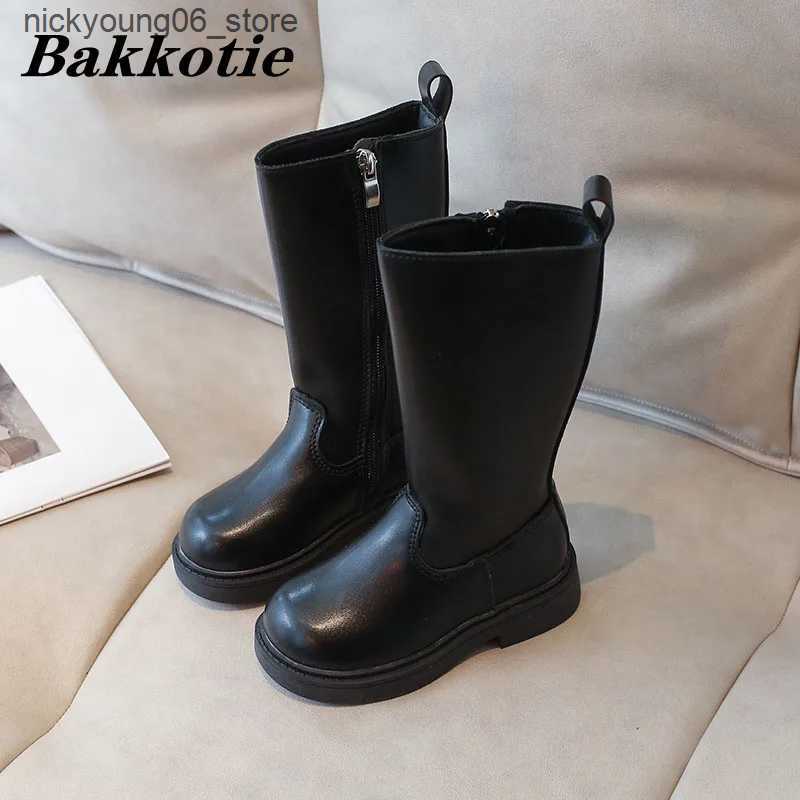Boots Girls Boots Autumn Winter Kids Fashion High Top boots Toddler Children Warm Fur Shoes Classic Non slip Platform Black Soft Sole L240910