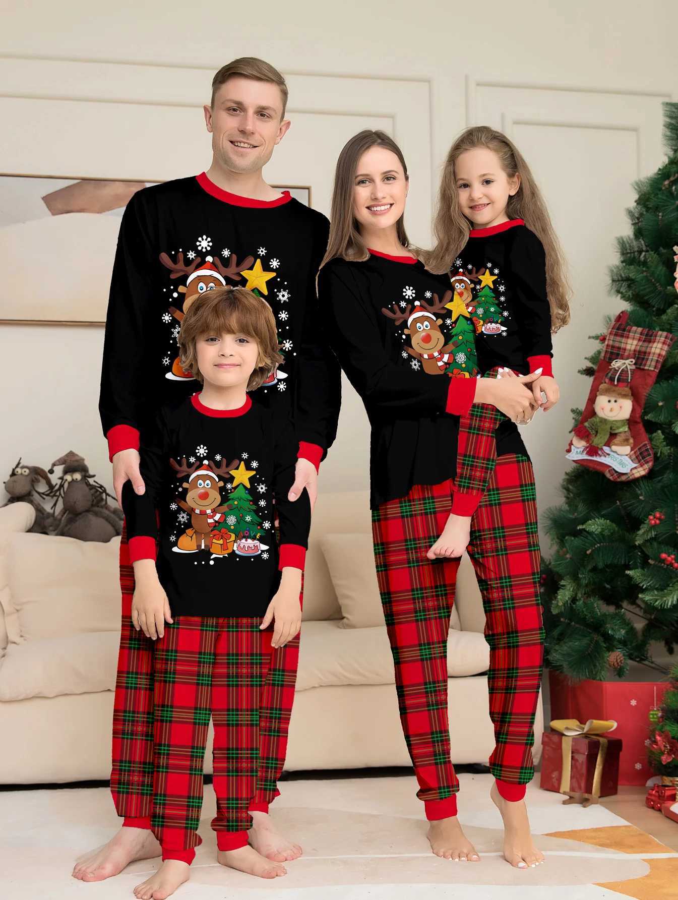 2024 New Christmas Pajama Set Christmas Tree Print Mom Daughter Dad Son Matching Clothing Baby Pants Soft Pajamas W241008