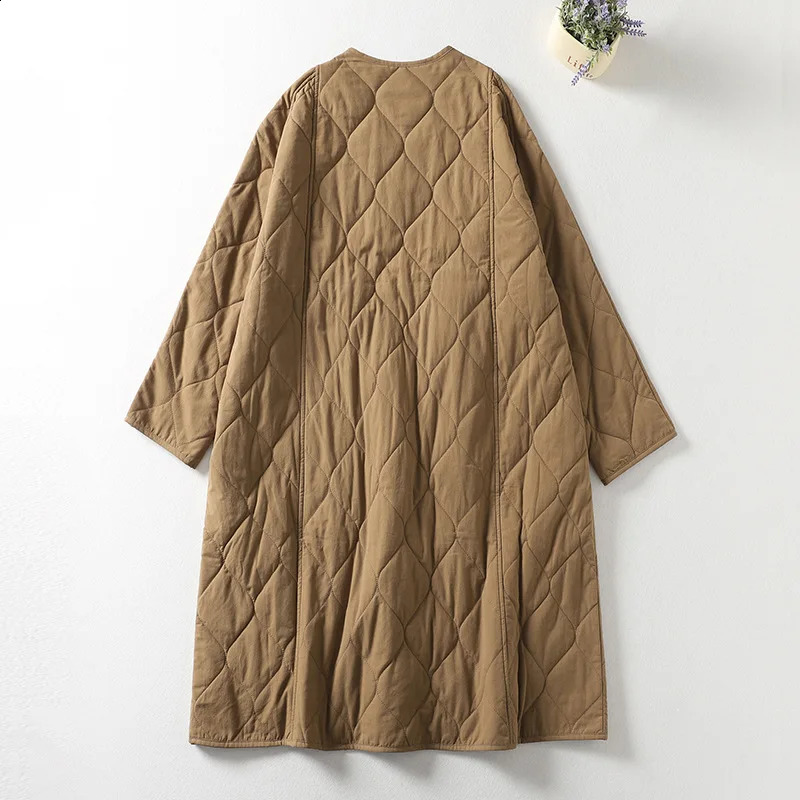 Retro long quilted coat womens clothing oversized park winter cotton padded jacket comfortable 241007