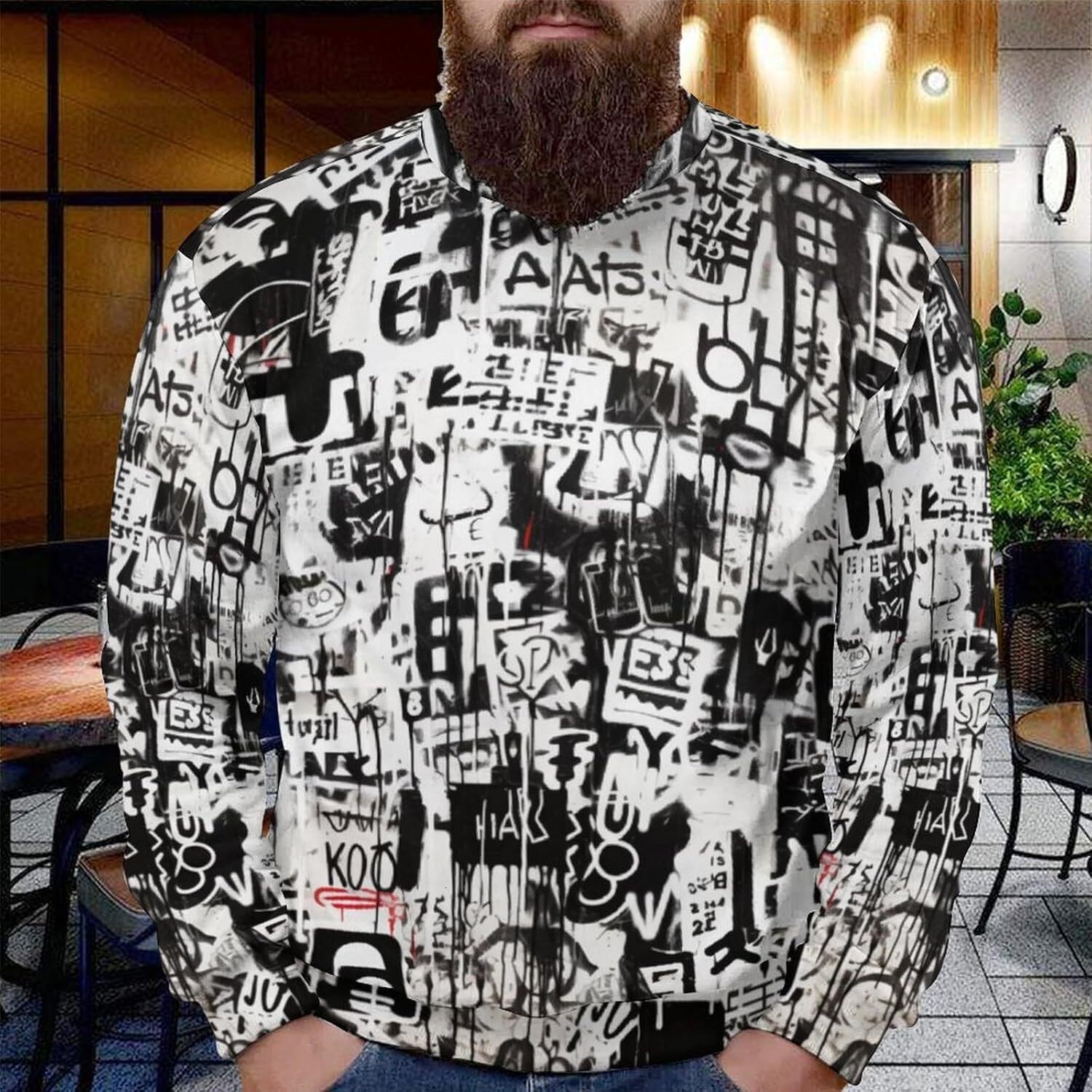 Long Sleeve Shirts for Men sweatshirt Men's Urban Streetwear Hip Hop Graffiti Long Sleeve Sweatshirt Crew Neck Pullover Activewear Streetwear Cas