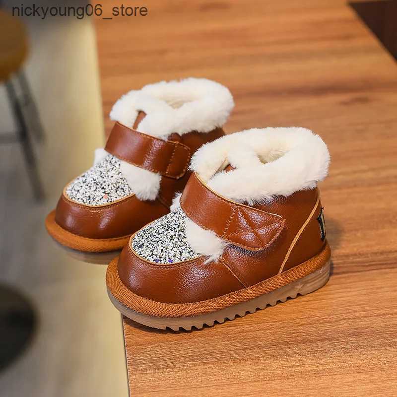 Boots Infant Baby Snow Boots Winter Toddler Boys Girls Warm Plush Ankle Boots Fashion Sequin Kids Shoe Soft Sole Non-Slip Cotton Shoes L240910